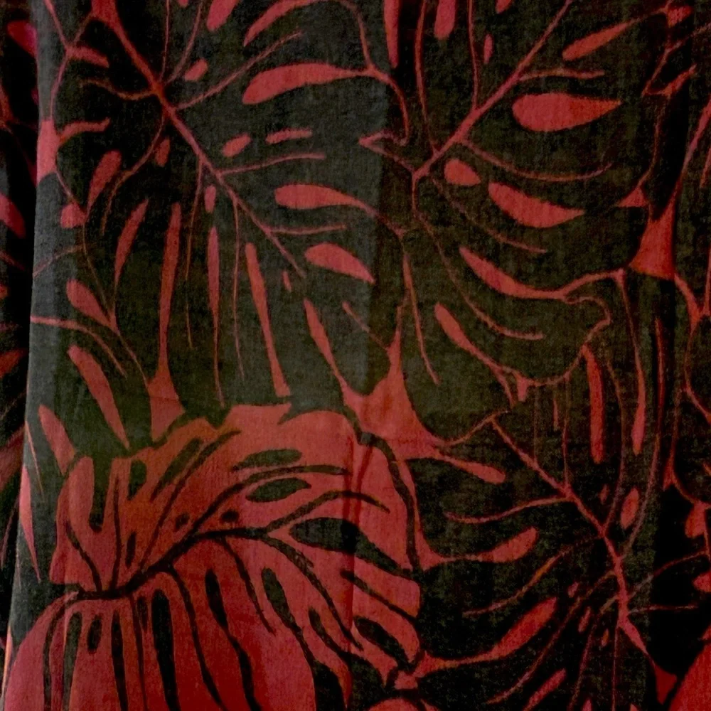 Red + Black Modern Monstera Travel Blanket Towel Wrap Organic Cotton New